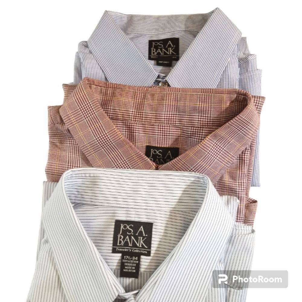 Jos. A. Bank 100% Cotton Travelers Long Sleeve Button Up Shirt Bundle 17…